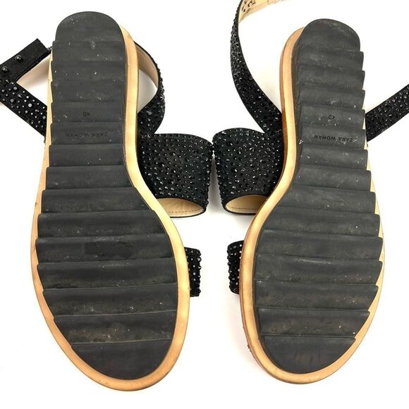 Zara Woman black beaded ankle wrap flat sandals size 9 - Picture 6 of 9